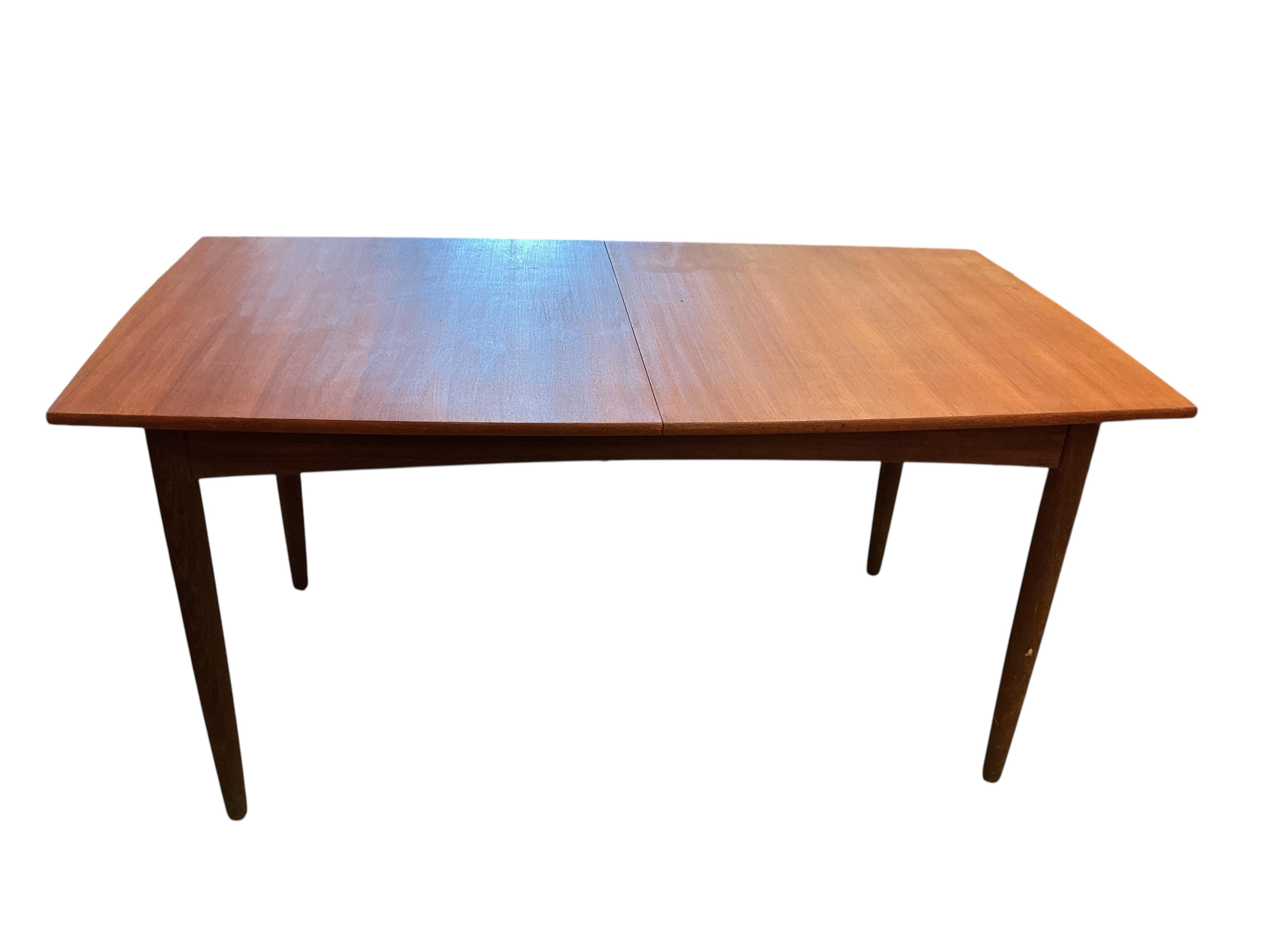 mid century Uniflex teak extending dining table, width 150cm, depth 85cm, height 74cm